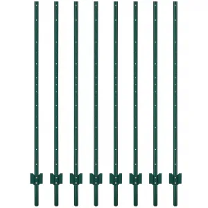 6 ft Metal Fence Posts U-Channel Design Heavy Duty 14-Gauge Steel Green Powder-Coated Adjustable Tabs Garden Yard Farm