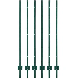 6 ft Metal Fence Posts U-Channel Design Heavy Duty Steel Q235 Carbon Powder-Coated Green Adjustable Tabs Garden Farm Outdoor