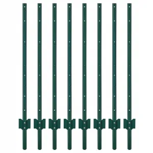 4FT Metal Fence Posts, Pack of 8 - U-Shaped Steel Stakes, Rust-Resistant Heavy-Duty Green Fence Posts for Garden, Yard, Farm, No-Dig Installation