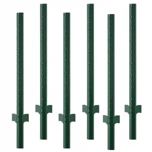 6PCS Metal Fence Post, 5FT Steel Garden Fence Stakes, T Posts Fencing Poles for Farms, Yard, Lawn