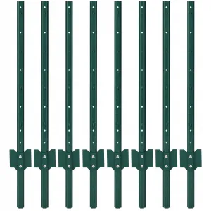 3FT Metal Fence Posts, Pack of 8 - U-Shaped Steel Stakes, Rust-Resistant Heavy-Duty Green Fence Posts for Garden, Yard, Farm, No-Dig Installation