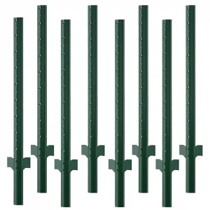 8-Pack 5ft Steel T-Post Fence Stakes - Heavy-Duty Metal Garden Fencing Poles for Farms, Yard, Lawn