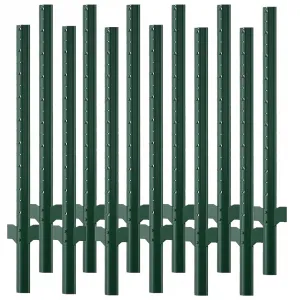 12-Pack 4FT Steel T-Post Fence Stakes - Heavy-Duty Metal Garden Fencing Poles for Farms, Yard, Lawn