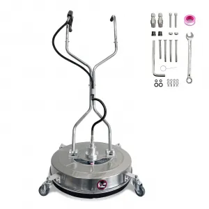 30" Pressure Washer Surface Cleaner 5200 PSI Dual Handles Stainless Steel 4 Wheels 3/8" Connector for Driveway Patio