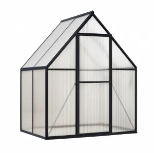 6'x4' Aluminum-Framed Polycarbonate Greenhouse, Heavy Duty Polycarbonate Greenhouse With Quick Setup Structure and Roof Vent, Large Enhanced Aluminum GreenhouseKit for Outdoors