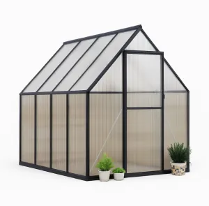 6'x9' Aluminum-Framed Polycarbonate Greenhouse – Heavy Duty Greenhouse Kit with Quick Setup, Roof Vent