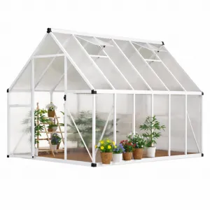 Polycarbonate Walk-In Greenhouse Kit for Outdoors - 6x11 FT Heavy Duty Windproof Aluminum Frame, Lockable Door, Adjustable Roof Vent, Easy Assembly - Silver