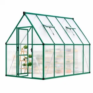 Heavy Duty Polycarbonate Greenhouse Kit - Large 6x11 FT Walk-In Outdoor Greenhouse with Aluminum Frame, Roof Vent, Quick Setup, Enhanced Winter Plant Protection - Green