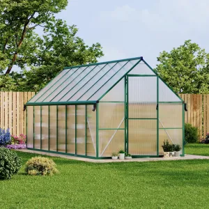8X16FT Polycarbonate Greenhouse with Aluminum Frame, Polycarbonate Greenhouse for Outdoors, Greenhouses with Ventilation and Rain Gutter, Aluminum Large Walk-in Greenhouses for Outside