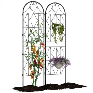 Garden Trellis 2 PCS Metal Trellis for Climbing Plants & Vegetables, Rustproof Black Powder Coated, Scrollwork Design, 87 Inch Tall, Outdoor Patio Decor