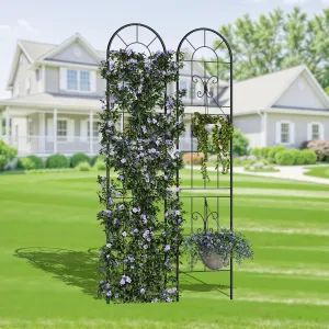 2 Pack Panels Fence, 55'' Outdoor Rustproof Animal Barrier with Gate