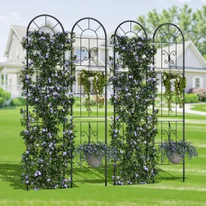 4 Pack No Dig Dog Fence Panels - 55 Inch Tall Rustproof Animal Barrier with Gate - Decorative Garden Fence for Yard Patio