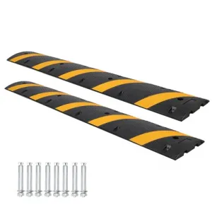 6 Ft Rubber Speed Bump, 2 Pack - 2 Channel Modular Heavy Duty Speed Bumps Humps 25000 lbs Load Capacity, Cable Protector Ramp for Asphalt Concrete Gravel Driveway Road