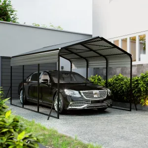 10×15 FT Heavy Duty Metal Carport with Galvanized Steel Frame, All-Weather Outdoor Car Shelter for Cars, Trucks, Boats, Vehicles & Equipment, Outdoor Galvanized Shelter (Shipped in 2 packages)