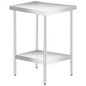 24"L x 24"W x 35"H Stainless Steel Table with 2-Tier Storage, Adjustable Undershelf and Pre-installed Feet, 660LBS NSF Commercial Work Table for Food Prep, Kitchen, Restaurants, and Home