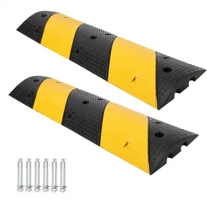 3.3 Ft Rubber Speed Bump, 2 Pack 2 Channel Modular Heavy Duty Speed Bumps Humps 25000 lbs Load Capacity, Cable Protector Ramp for Asphalt Concrete Gravel Driveway Road