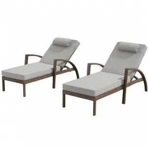 Outdoor Chaise Lounge Set of 2 Rattan Patio Folding Chaise Lounge Adjustable 5 Position Back Patio Pool Lounge Chair with Cushion Pillow for Poolside Backyard Deck Porch Grey