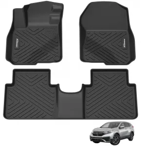 Floor Mats Compatible with CR-V 2017-2022, Waterproof TPE Floor Liners, All-Weather Protection, Black, Custom Fit