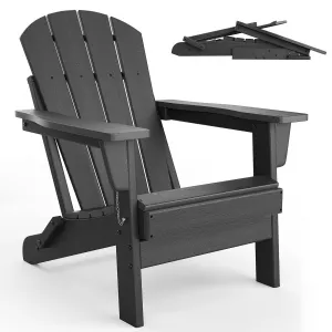 Folding Adirondack Chair, Outdoor Wooden Lounge Chair, Modern Lounger Adirondack Chair Ergonomic Extended Backrest