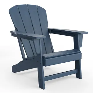 Outdoor Adirondack Chairs, HDPE Plastic Patio Chairs for All Weather, Weather-Resistant Fire Pit Chair with Wide Armrests & Slatted Back, Heavy-Duty Outdoor Seating for Patio, Deck, Lawn, Navy Blue