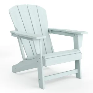 Outdoor Adirondack Chairs HDPE Plastic Weather-Resistant Fire Pit Chair Wide Armrests Slatted Back Heavy-Duty Light Blue Patio Deck Lawn