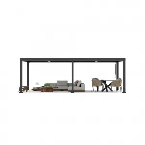 All-Aluminum Louvered Pergola 12' x 24', Outdoor Pergola with Adjustable Louvered Roof, Reinforced Aluminum Frame, Integrated Drainage System, Hardtop Gazebo for Patio, Deck, Gray