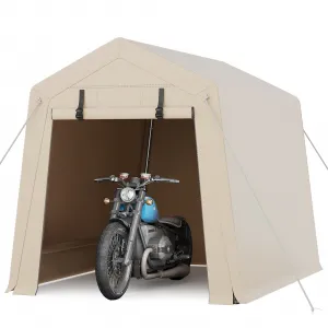 6x6 FT Portable Outdoor Storage Shed with Dual Roll-Up Doors & Vents, 240G Waterproof PE Tarp, UV-Resistant Steel Frame, Heavy-Duty Shelter for Motorcycle & Tools