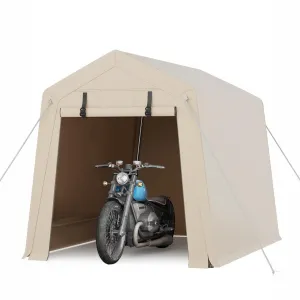 6x8 FT Portable Outdoor Storage Shed with Dual Roll-Up Doors & Vents, 240G Heavy-Duty Waterproof PE Tarp, UV-Resistant Steel Frame, Multi-Purpose Shelter for Motorcycle & Tools