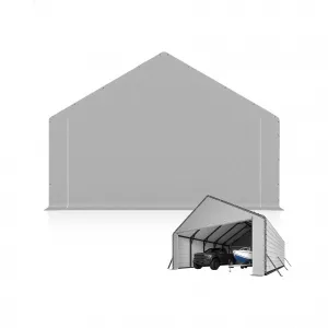 Heavy Duty Zippered Door Panels for Metal Carports – Weatherproof Tarp with Ball Bungees, Easy Install, Secure Fit – Replacement Doors for 20x25ft & 20x20ft Shelters, Grey, 20FT Width