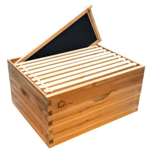 Deep Brood Bee Hive Kit Langstroth 10-Frame, Warp-Resistant Fir Wood, Beeswax-Coated, Pre-Drilled Holes, Tool-Free Assembly, Beekeeping Starter