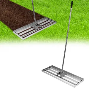 lawn leveling rake with adjustable steel handle 30”x10”,Durable metal construction for soil grading & yard care. Perfect for gardens & lawns