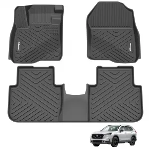Custom Fit Floor Mats Compatible with Honda CR-V 2023-2025, Black TPE All-Weather Car Floor Liners, Front & Rear Row Set