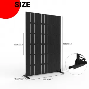 72" X 47"  Tall Metal Privacy Screen,3-Panel Freestanding Outdoor Divider Weather-Resistant for Patio/Garden/Deck
