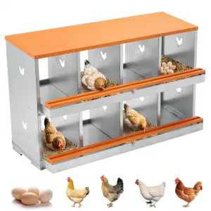 Chicken Nesting Boxes for Laying Eggs, 8 Compartments, Galvanized Steel, Tilt Design & Ventilation, Easy Assembly, Egg Collection & Protection, Poultry Coop