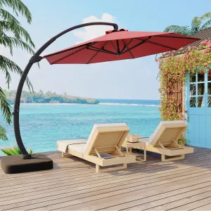 11FT Cantilever Patio Umbrella 360° Rotation Infinite Tilt Aluminum Frame Water-Repellent Fabric Heavy-Duty Base for Outdoor Patio Poolside