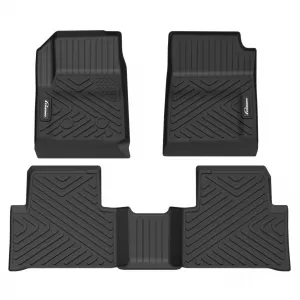 Custom Fit Floor Mats Compatible with 2023 2024 Chevrolet Chevy Colorado Crew Cab & 2023 2024 GMC Canyon, Black TPE All-Weather Car Floor Liners, Front & Rear Row Set