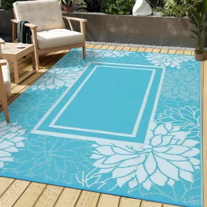 Area Rug 8x10 Patio Outdoor Mat Waterproof Non-Slip Fade-Resistant Plastic Durable Lightweight Foldable Picnic Beach Camping