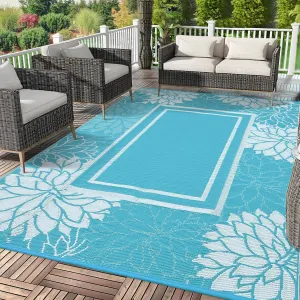 Outdoor Plastic Straw Rug 9x18 Waterproof Reversible UV Resistant Durable Patio Deck Beach Camping Mat