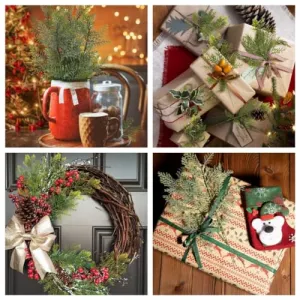 20 Pcs Faux Pine Leaves Branches Fake Artificial Green Pine Needles Garland for Christmas Home Garden Embellishing 30cm