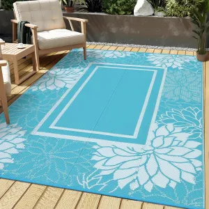 Outdoor Rug 9x12 Waterproof Reversible Patio Carpet - Quick Dry, UV Resistant - Polypropylene, Eco-Friendly - Durable, Portable - Deck, Balcony, Camping