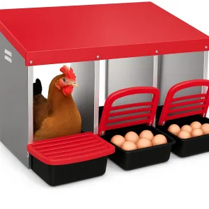 Chicken Nesting Box 3-Compartment Metal Rollout Egg Collection Galvanized Steel Durable Ventilated Easy Setup for Chicken Coop