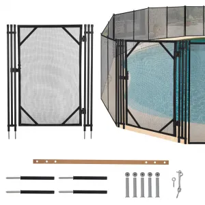 4Ft x 2.5Ft Pool Fence Gate with Stainless Steel Latch, Heavy Duty Aluminum Frame, Teslin Mesh, DIY Installation, Black, for Inground Pools