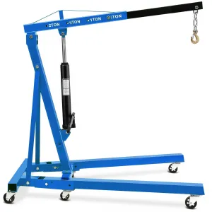 2 Ton Hydraulic Cherry Picker Engine Hoist, Foldable Crane Lifter, Workshop, Warehouse, Auto Repair, 4400LBS, Red