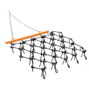 4' x 4' Heavy Duty Chain Drag Harrow 3/8" Tines - Industrial Steel, Flexible Use - Fits 2" Hitch, 100 lbs Durable Power - Farm, Yard, ATV, UTV, Lawn Tractor