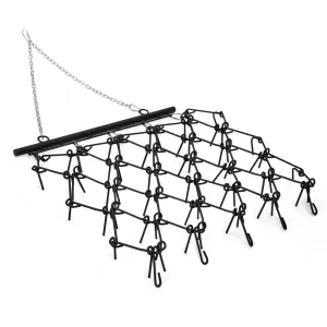 Heavy Duty Drag Harrow 5x4.5 FT Q235 Steel Thick Tines Adjustable Tow Bar Powder Coated Black for ATV UTV Lawn Tractors Farm Landscaping