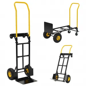 Convertible Cart - Versatile 2/4-Wheel Trolley, Durable Spray-Coated Metal, Welded Frame, Indoor/Outdoor Use