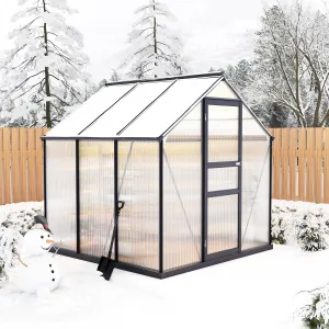Large Outdoor Greenhouse 6x6 FT Polycarbonate with Roof Vent Quick Setup Aluminum Frame Rust-Resistant Garden Backyard