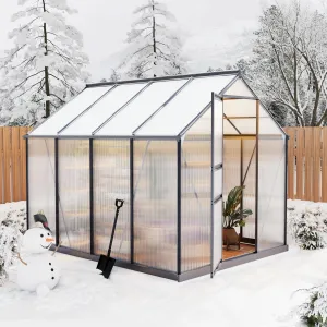 Large Outdoor Greenhouse 6x8 FT Polycarbonate with Roof Vent Quick Setup Aluminum Frame for Garden Backyard