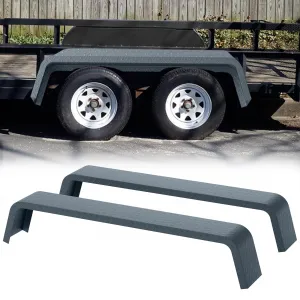 Trailer Fenders,2 Pack Tandem Axle Trailer Fenders Fit 13"-15" Tires,Heavy Duty Steel Double Axle Trailer Fenders Car Hauler Trailer,Cargo Trailer,Utility Trailer,Landscape Trailer Silver