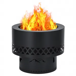 16 Inch Smokeless Fire Pit, Wood Burning Outdoor Fireplace with Removable Ash Pan & Dust Bag - Ideal for Patio BBQ, Bonfire, Camping